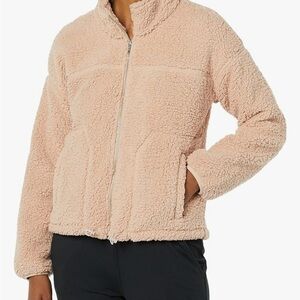 Cozy Sherpa Zip-Up Jacket in Blush